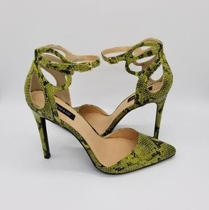 Sophia & Lee Snake print Green & black heels